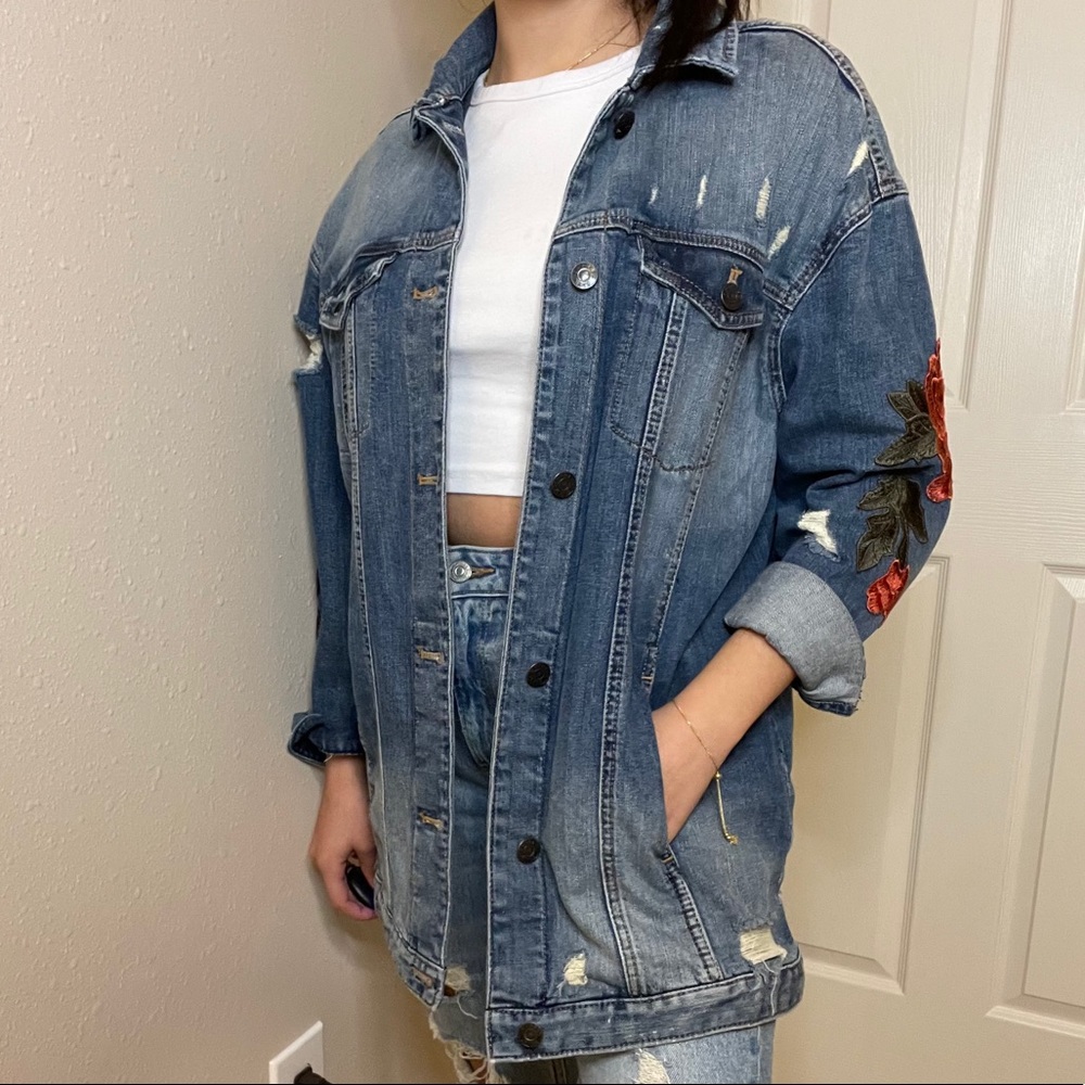 Over sized distressed boyfriend jacket